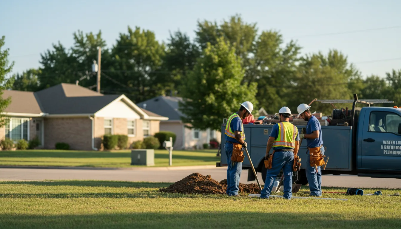 Residential water line and bathroom plumbing service in Irene, TX